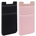 SHANSHUI Card Holder for Back of Phone, Adhesive Stretchy Fabric Lycra Double Slots Credit Card Sleeves Stick On Wallet Phone Pocket Compatible with iPhone and Most Smartphones(Black&Pink) - 2 Packs