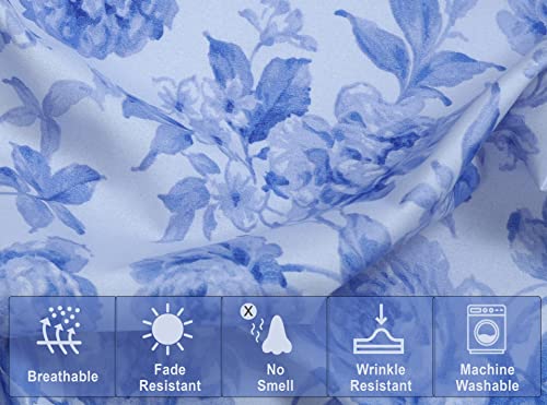 Ruvanti Silky Soft Full Size Sheet Sets - 4 Pieces Luxury Sheets - All Season Breathable Full Size Sheets - 15" Deep Pocket Snug Fit Bed Sheets - Cozy & Comfy Hotel Sheets - Blue Floral #TOP3