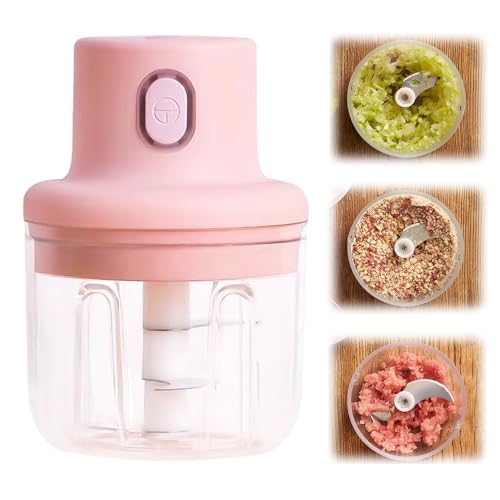Wireless Food Chopper, 2025 New Garlic Crusher, Mini Electric Meat Grinder, Food Chopper Glass Bowl, Portable Small Food Processor for Chili, Spice, Meat, Vegetables (250ML)