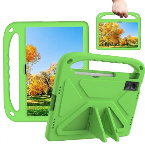 Sfulatdc Kids Tablet Case with Handle and Kickstand Shockproof Full Protection Cover Lightweight for Xiaomi Redmi Pad SE 11 inch Green