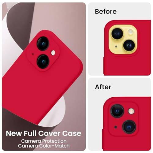 Image of FireNova Designed for iPhone 14 Case, Silicone Upgraded [Camera Protection] Phone Case, Soft Anti-Scratch Microfiber Lining Inside, 6.1 inch, Deep Red