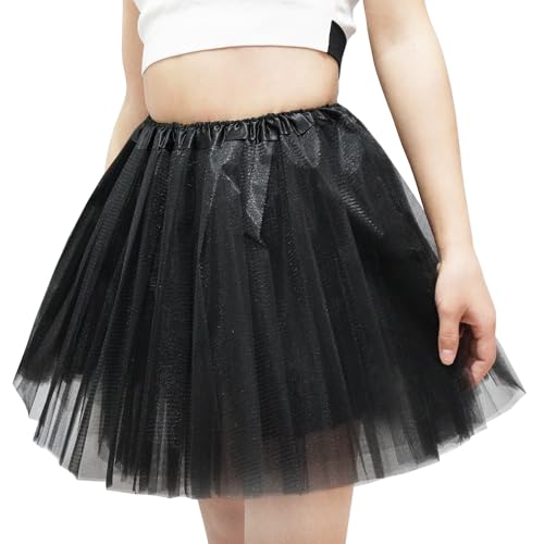 Women's 5-Layer Tulle Tutu Skirt, Adult Dance Ballet Tulle Dress,Teens Halloween Cosplay Running Tutu