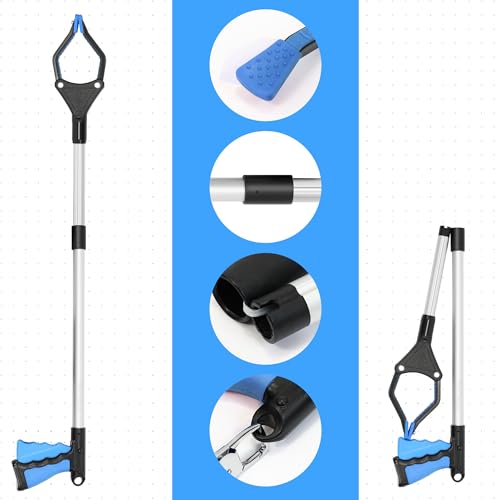 GrabRunner Ferramenta de pegador de lixo Reacher para idosos, pegador de lixo dobrável de 81 cm com