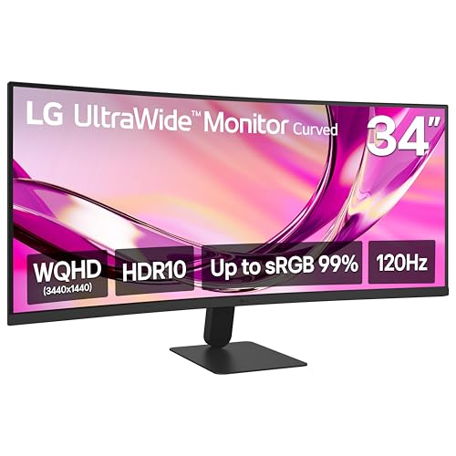 Image of LG 34U60ZB-B 34-inch UltraWide WQHD (3440 x 1440) Curved Computer Monitor, 120Hz, HDR10, 1800R, Switch, Reader Mode, Flicker Safe, Widescreen, HDMI, DP, Black