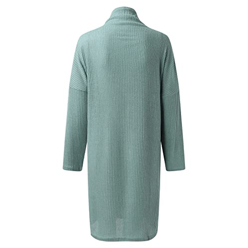 Bibokaoke To Surf Dress Women Casual Turtleneck Knitted Cozy Pullover Mini Dress Comfy Dresses Green #TOP3