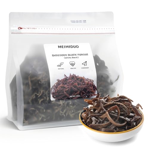 MEIMIDUO Shredded Dried Woodear Mushrooms Dried Black Fungus, 7.0 Oz