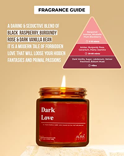 Image of AuraDecor Scented Jar Candle | Handpoured Soy Wax Candle with Long Lasting Burn Time | Premium Amber Jar Aromatherapy Candle | Ideal Gift for Home & Decor (Large, Dark Love)