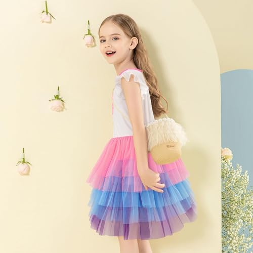 LQSZ Girls Tulle Dresses Princess Flutter Sleeve Tutu Dress for Toddler Girl 3-12 Years4