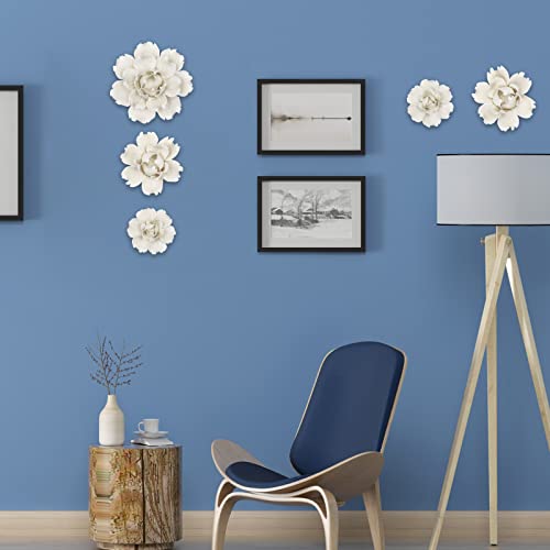 Liucogxi JH2568 5 Pcs Ceramic Flower Wall Decor Handcrafted 3D Hanging Porcelain Flowers Wall Art Ceramic Peony White Sculpture thumb #4
