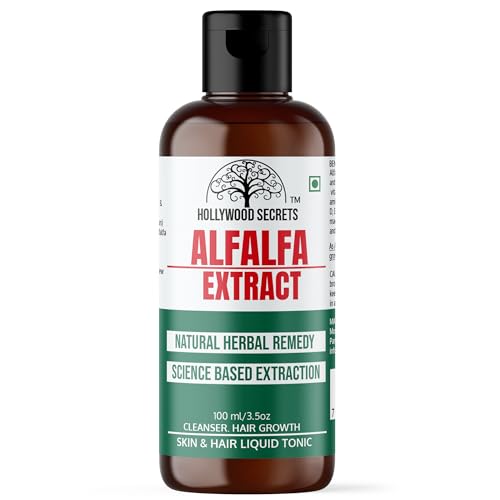 Hollywood Secrets Pure 85% Alfalfa Liquid Botanical Extract | Prevent Dry Skin | Hair Growth | Cleanser |100ml