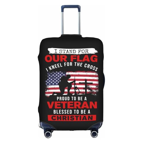 Travel Luggage Cover I Stand For The Flag I Kneel For The Cross 7 Fashion Washable Baggage Suitcase Protector Fit For Luggage Medium