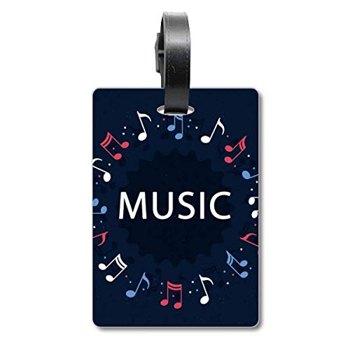 Étiquette d'identification pour valise au motif notes de musique rouge et bleu
