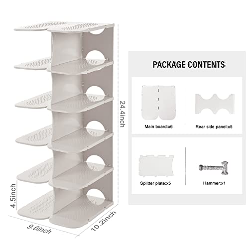 Acpop 6-Tier Shoe Rack Storage Organizer, Adjustable Shoe Shelf, Free-Standing Space Saving Shoes Storage Stand For Entryway, Hallway, Closet, White #TOP1