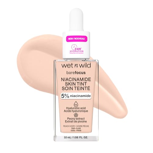 Image of wet n wild Bare Focus Skin Tint, 5% Niacinamide Enriched, Buildable Sheer Lightweight Coverage, Natural Radiant Finish, Hyaluronic & Vitamin Hydration Boost, Cruelty-Free & Vegan - Peach Ivory