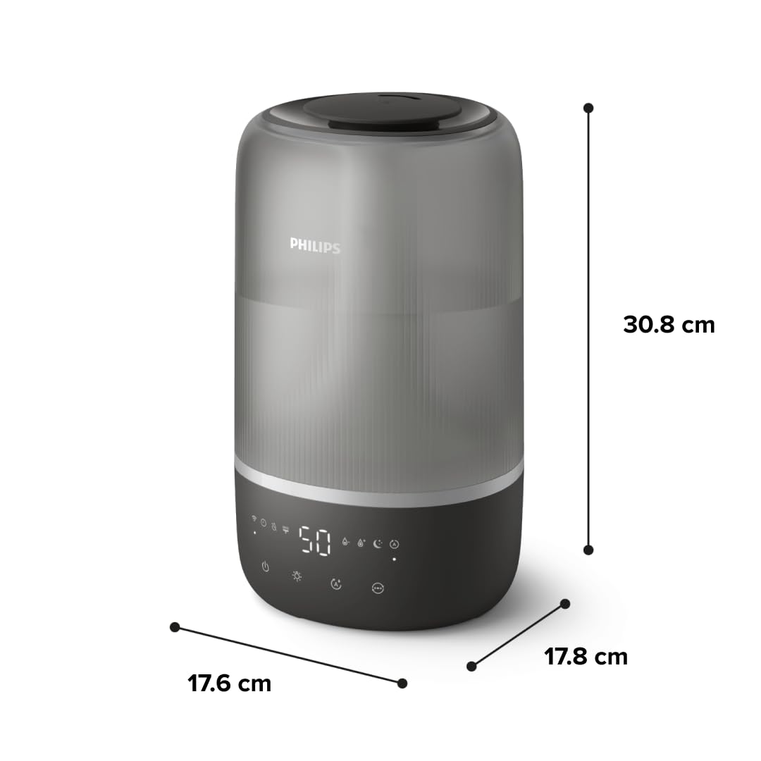 Philips Umidificatore – compatto ma potente, nebulizzazione Sky High, 32 h autonomia, serbatoio 3 L, aromaterapia, silenzioso con Sleep e luce notturna, ideale per stanze fino a 41 m² (HU1510/03)