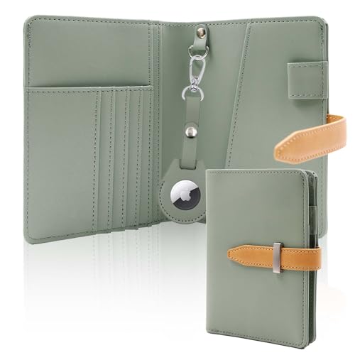 Deziliao Passport wallets, Mulit-purpose RFID Blocking Passport Holder AirTag Wallet, Travel Wallet（Moss Green）