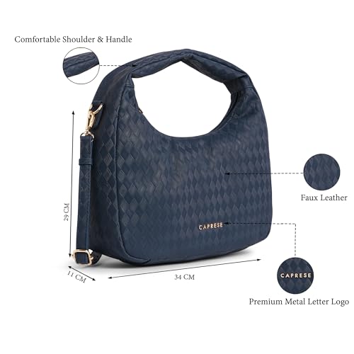 Image of Caprese Maddy Medium Hobo Bag for Women with Adjustable & Detachable Strap | Stylish Textured Handbag for Everyday Use | Perfect for Casual Outings, Work, Travel, and Special Events