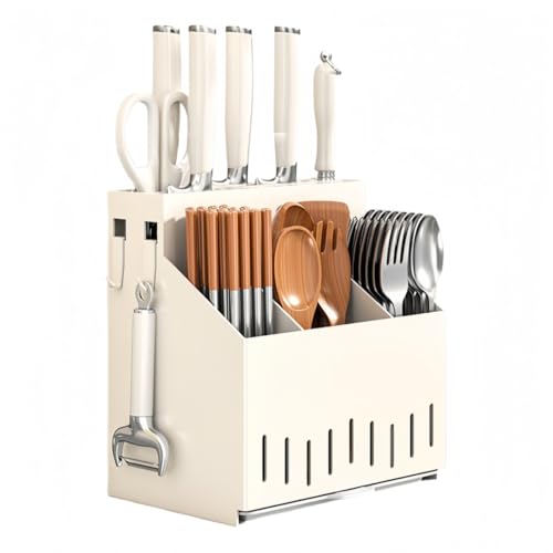 Vzck 箸立て 包丁収納 キッチン収納 調理器具スタンド 家庭用包丁・箸一体型箸立て 中空水切り箸ケース 食器整理 着脱式カバー 多機能で お手入れ簡単 省スペース 滑り止め コンパクト 頑丈 耐久性 清潔保持 レストラン カフェ ホテル 業務用 家庭用