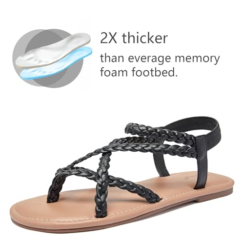 Image of Luoika Women's Wide Width Flat Sandals, Flip Flop Casual Strapy Sandals Slip on Summer Beach Shoes for Women.