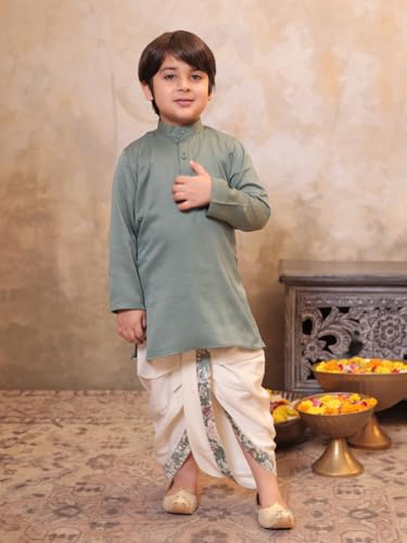 Image of AJ DEZINES Kids Ethnic Wear Kurta Waistcoat and Dhoti Pant for Boys