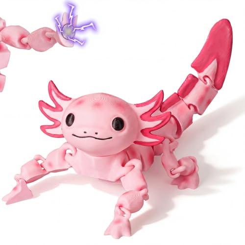 Imán 3D articulado en forma de salamandra rosa