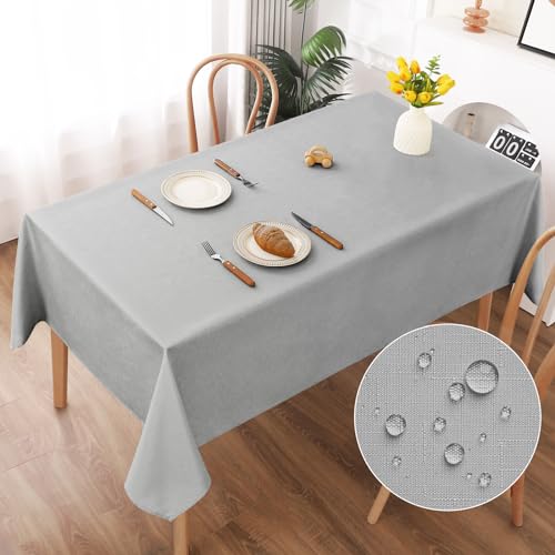 AooHome Tischdecke Abwaschbar, Hellgrau Tischdecken 130x160cm...