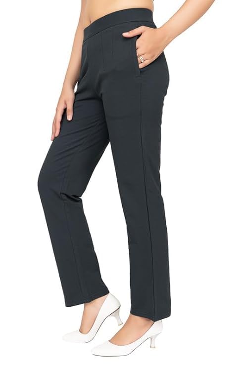 Mlada All Day Cotton Track Pants for Women with 3 Zip Pockets | Regular Fit Mid Rise Track Pants with Stretchable Elastic Waist and Interlock Seams to Prevent Chafing-picture-19