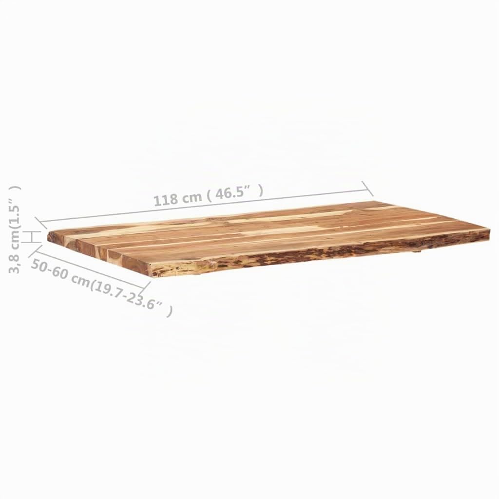 vidaXL Superficie de Mesa Restaurante Comedor Salón Sala de Estar Oficina Mueble Encimera Tablero 118x(50-60) x3,88 cm Madera Maciza Acacia