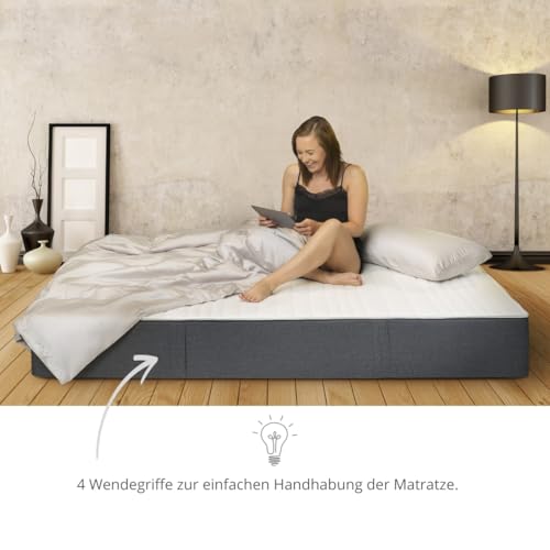 liebling XXXL 7-Zonen Kaltschaummatratze Mammut 30 cm Höhe mit Duo Härtegrad H2 / H3 90 x 200 cm, anthrazit