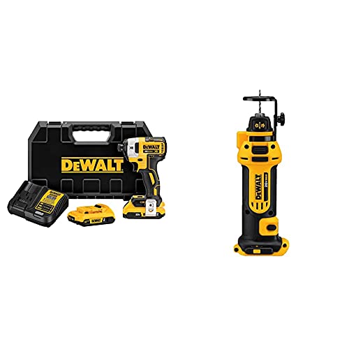 DEWALT 20V MAX* XR Impact Driver Kit, Brushless, 3-Speed, 1/4-Inch, 2.0-Ah (DCF887D2) with DEWALT 20V MAX* Drywall Cutting Tool, Cut-Out, Tool Only (DCS551B)
