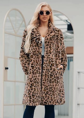 Long leopard suit collar faux fur coat women's casual coat autumn and winter new.2