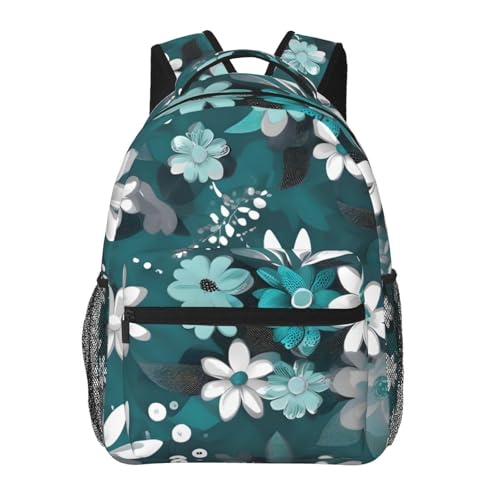 Sac à dos ordinateur portable à motif floral compartimenté pour l'école et les livres