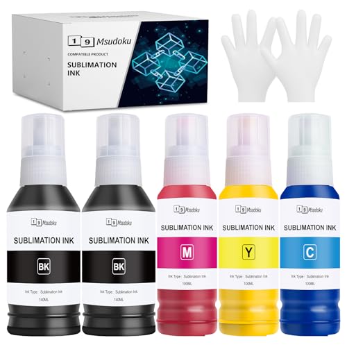 Msudoku Tinta de Sublimación de 580 ML Compatible para Epson E104 E102 (5PK