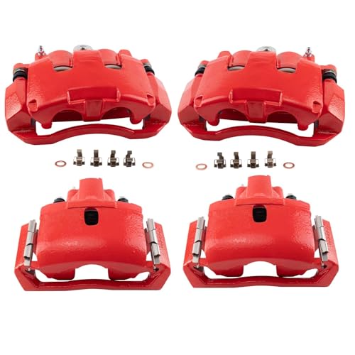 Image of TRQ Performance Front and Rear Brake Caliper Set Hardware Compatible with 07-09 Chrysler Aspen 07-09 Dodge Durango 11-18 Ram 1500