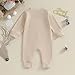 Newborn Baby Girl Boy Christmas Outfit Long Sleeve Romper Jumpsuit Bodysuit Santa Infant Fall Winter Clothes (E-Khaki santa baby, 6-12 Months)