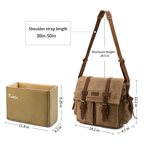 Kattee Leather Canvas Camera Bag