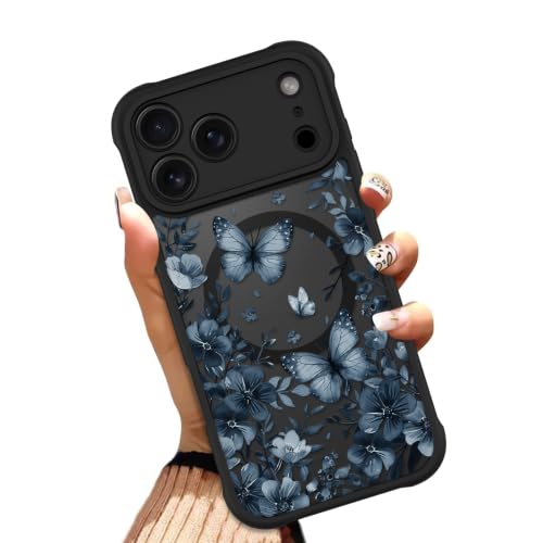 OOK Black Butterflies Floral Phone Case Made for iPhone 18 Pro 6.3 Inch