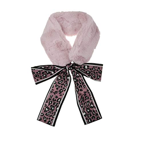 Allegra K Leopard Ribbons Faux Fur Winter Wrap Collar Scarf Plush Neck Scarves Warmer for Women