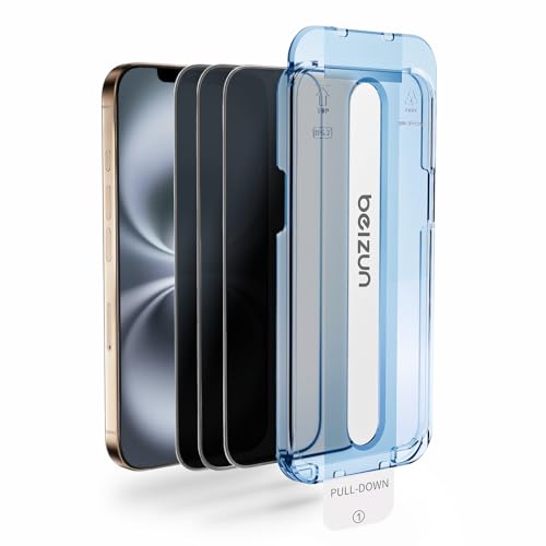 Image of Beizun for iPhone 12 Pro & 12 Privacy Screen Protector [3-Pack], Anti-Spy Tempered Glass, 9H Military-Grade, Full Coverage, Easy Install, Case Friendly