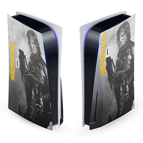 Head Case Designs Oficjalnie Licencjonowany AMC The Walking Dead Daryl podwojna ekspozycja Grafika Daryl Dixon Skora Winylowa Naklejka Kompatybilny z Sony PlayStation 5 PS5 Disc Edition Console