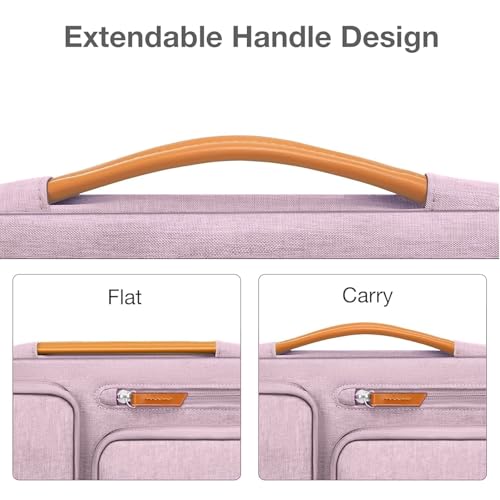 Image of MOSISO 360 Protective Laptop Case 13.3 inch, 13-13.3 inch Laptop Sleeve Compatible with MacBook Air /Pro 13 / Pro 14,HP Dell Acer ASUS,Side Open Carrying Case with 4 Zipper Pockets&Handle, Pastel Pink