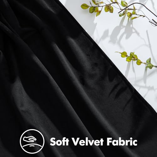 Image of MIULEE Pinch Pleated Black Velvet Blackout Curtains 102 inches Long, Thermal Insulated Pinch Pleat Drapes with Hooks, Luxury Halloween Window Panels for Bedroom Living Room, 2 Panels