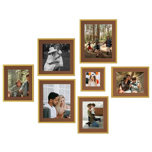 Image of Art Street Brown Collage Photo Frame Set for Wall Decor | Multi Size Wooden Picture Frames Gallery Wall Set for Family Photos | Modern Wall Photo Frames for Living Room, Bedroom & Home Decoration