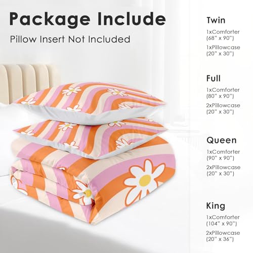 Edredón matrimonial suave Pamnest juego de ropa de cama juvenil con diseño hippie estético 7