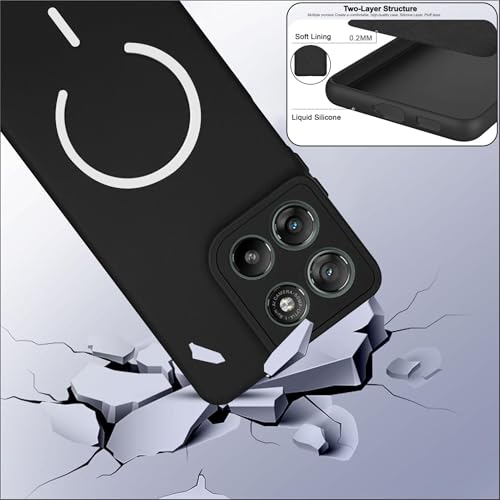 Image of SBMS Silicone Back Cover for Motorola G67 Power / G57 Power | Soft Micro-Fibre Lining Inside | Magsafe Print On Back Side Camera Protection Bump | Shockproof Case G67power (Magsafe Print Small Black)
