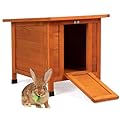 Coziwow Rabbit Hutch, Outdoor Cat House Weatherproof, Bunny Cage Indoor with Openable, Portable Small Animals Shelters with Nonslip Ramp for Hideout Rabbits/Feral Cats/Chicken/Small Animals-Orange