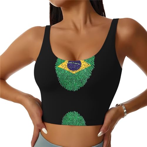 Chaleco deportivo para mujer con estampado de Brasil, ropa interior adecuada para fitness y uso casual, Negro, XL