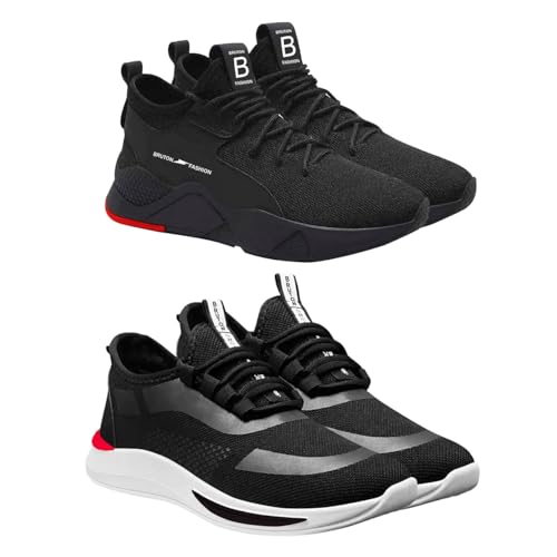 Image of BRUTON Men Sport Shoes | Running Shoes | Casual Walking Gym Shoes | Sneakers - Black, Size-7