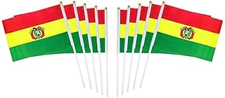 10 Pack Bolivia Bolivian Flags on Stick 5x8 Inch,Patriotic Decorations,Classroom Decor,Small Mini Flags on Sticks,Flag Decorations for Party.