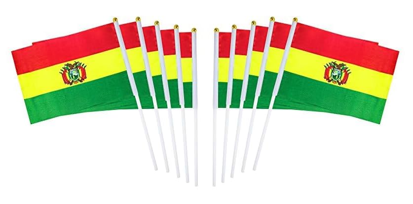 10 packs, 34 North and South American plastic poles, hand waving flags (Bolivia) — image 1